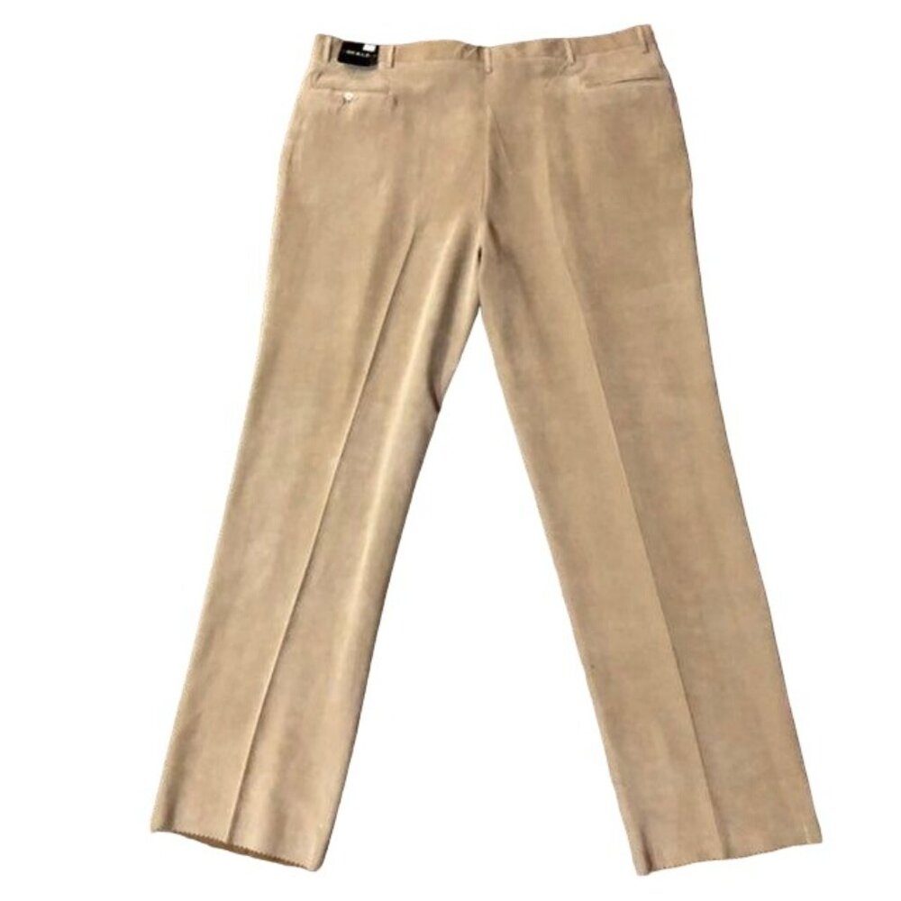 Berle Dress Pants Mens 48 NEW Corduroy Unhemmed Tan Pleated - Picture 6 of 11